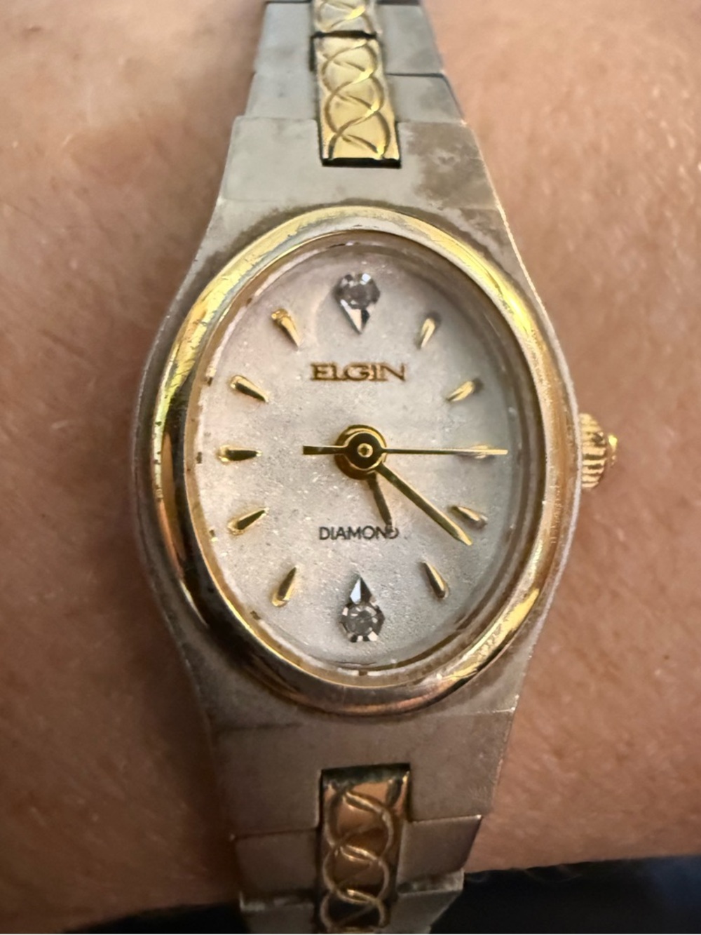 Elgin 2 Tones Ladies Watch Diamond Accents On Dial EG069
